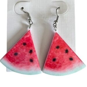 Watermelon Fruit Dangle Earrings Acrylic Hypoallergenic  earwires.NEW in Package